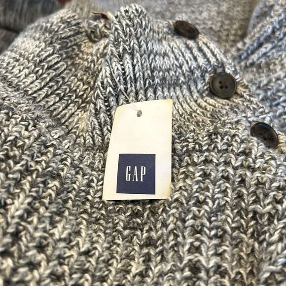 Gap gray white black mock neck buttoned sweater Size L New - Picture 10 of 10